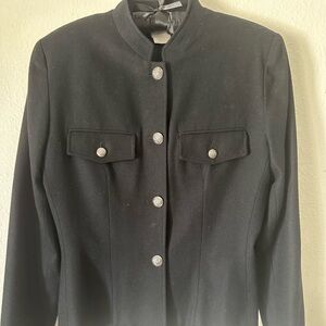 Vintage Women's Black Wool Lined "Jackie Kennedy Style" Button Up Jacket